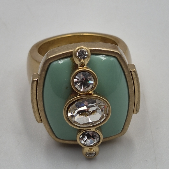 Lia Sophia Chunky Gold Ring Turquoise & Rhinestones - Picture 3 of 8